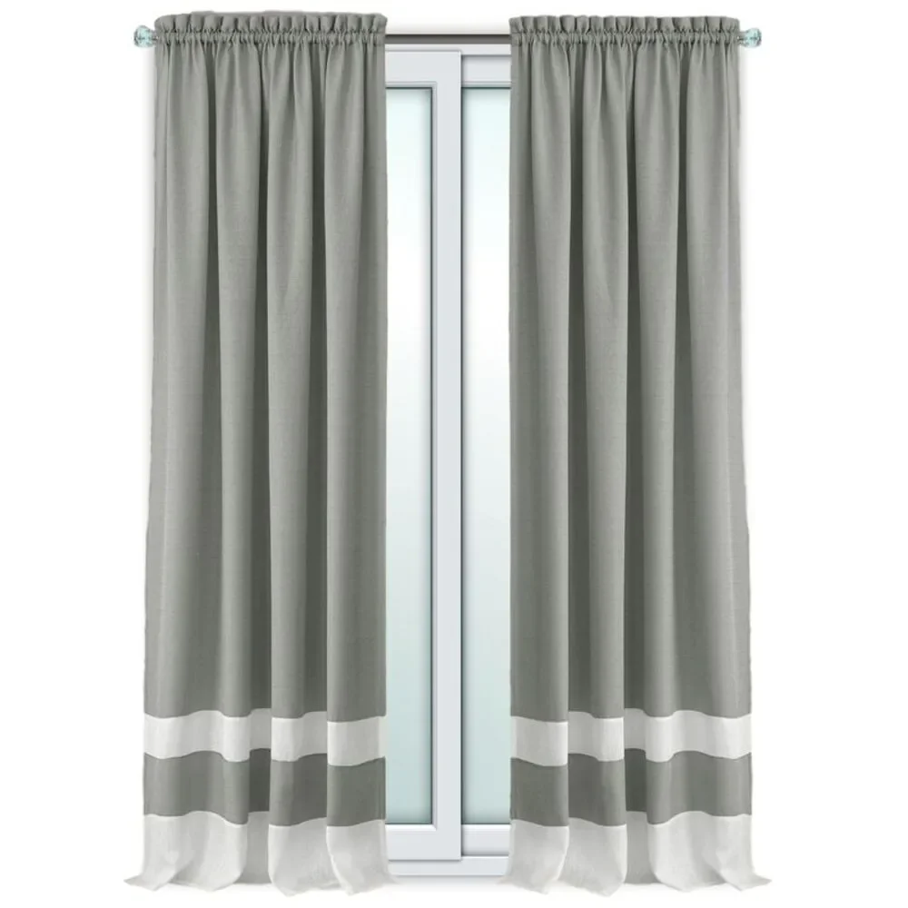 Woven Trends Two-Tone Window Curtain Panels, Rod-Pocket Light Filtering Curtains